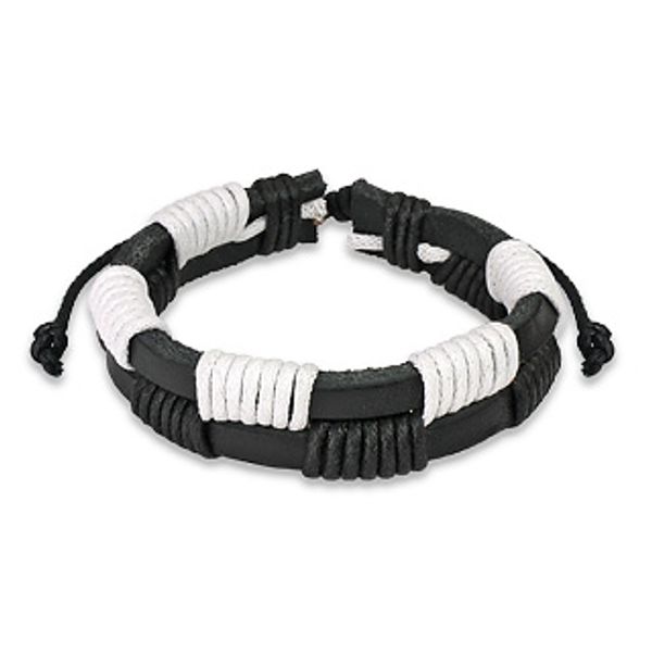 Hovedbilde Sort og hvitt armbånd i lær med Zig-Zag Shocker ...