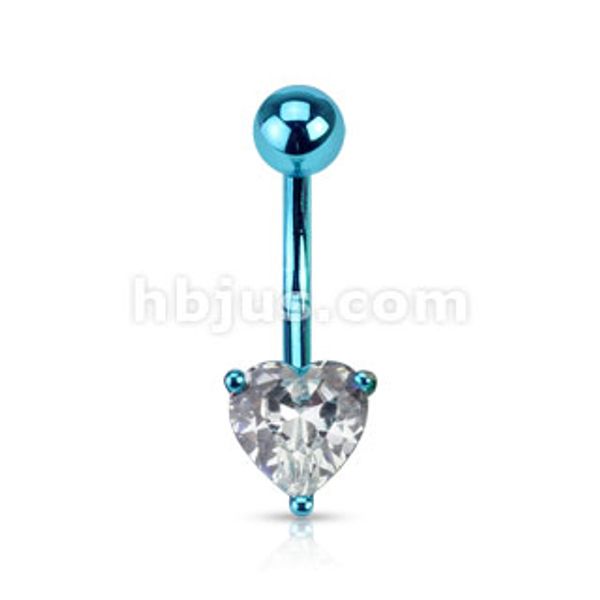 Hovedbilde Neon Farget Navle Piercing Med Heart Prong Set