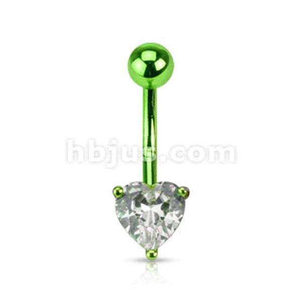 Hovedbilde Neon Farget Navle Piercing Med Heart Prong Set