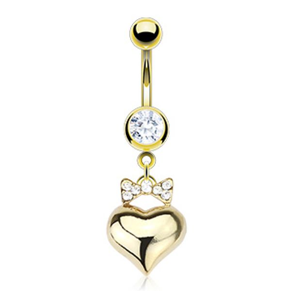 Hovedbilde Navle Piercing Ribbon Med Hjerte